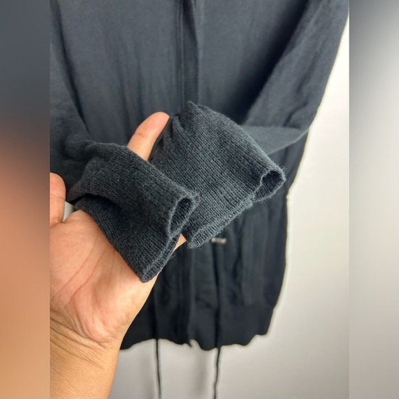 VTG Y2K Banana Republic Black Wool Hooded Cardigan Jacket Sz S Street wear - Picture 10 of 13